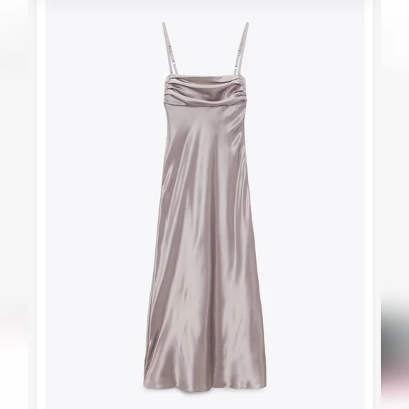 Zara *  Satin Cut Out Slip Midi Dress Size M - Picture 6 of 15